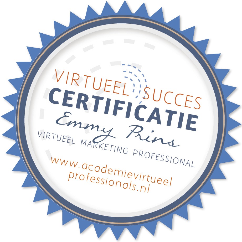 certificaat virtueel succes Emmy Prins virtueel marketing professional